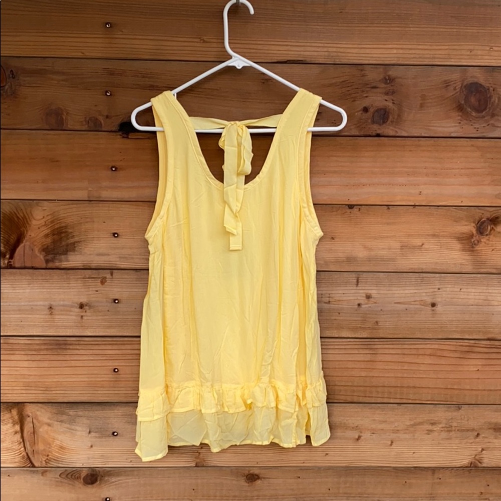 Democracy Yellow Ruffle-Hem Tank Top - Picture 4 of 5